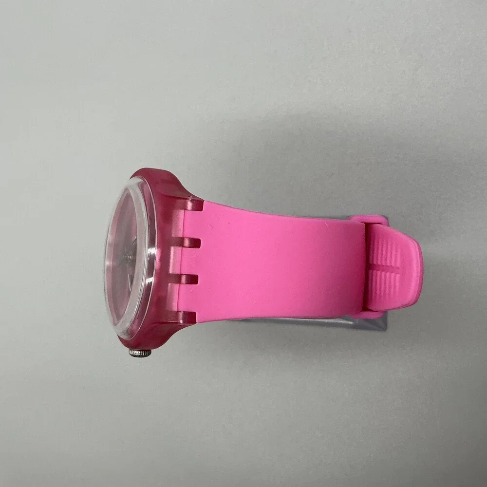 Swatch Pink Rebel Unisex Watch 40mm Pink Dial Day Date Swiss New Battery